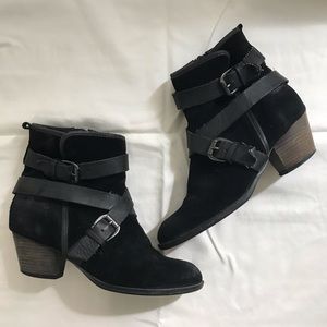 Aldo Black Faux Suede Ankle Booties
